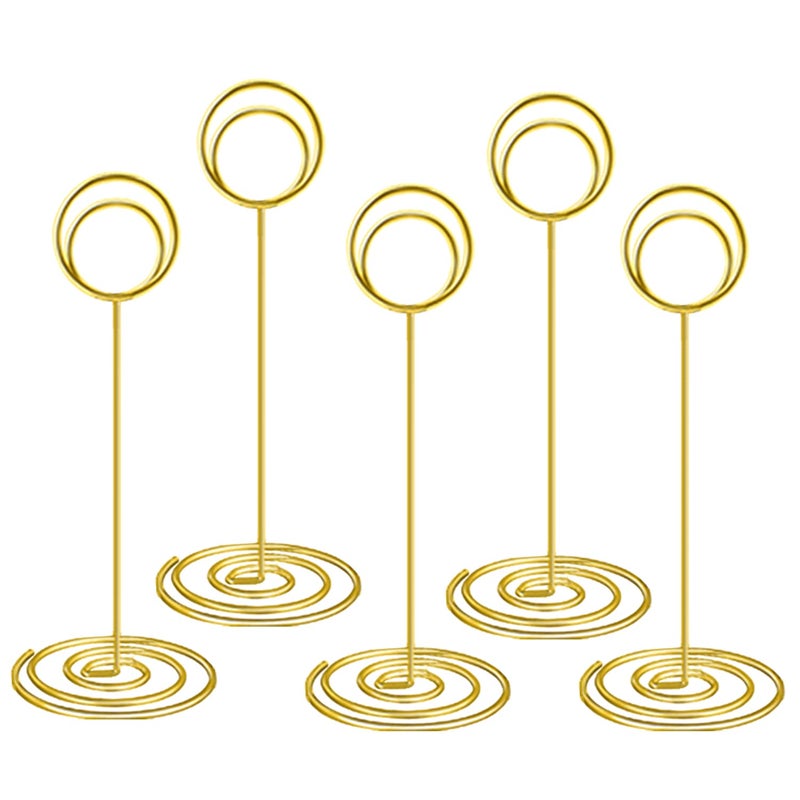 Radezon 10 Pack 8.75 inch Tall Table Number Holders Place Card Holder Table Picture Holder Wire Photo Holder Clips Picture Memo Note Photo Stand (Gold) - Image 3
